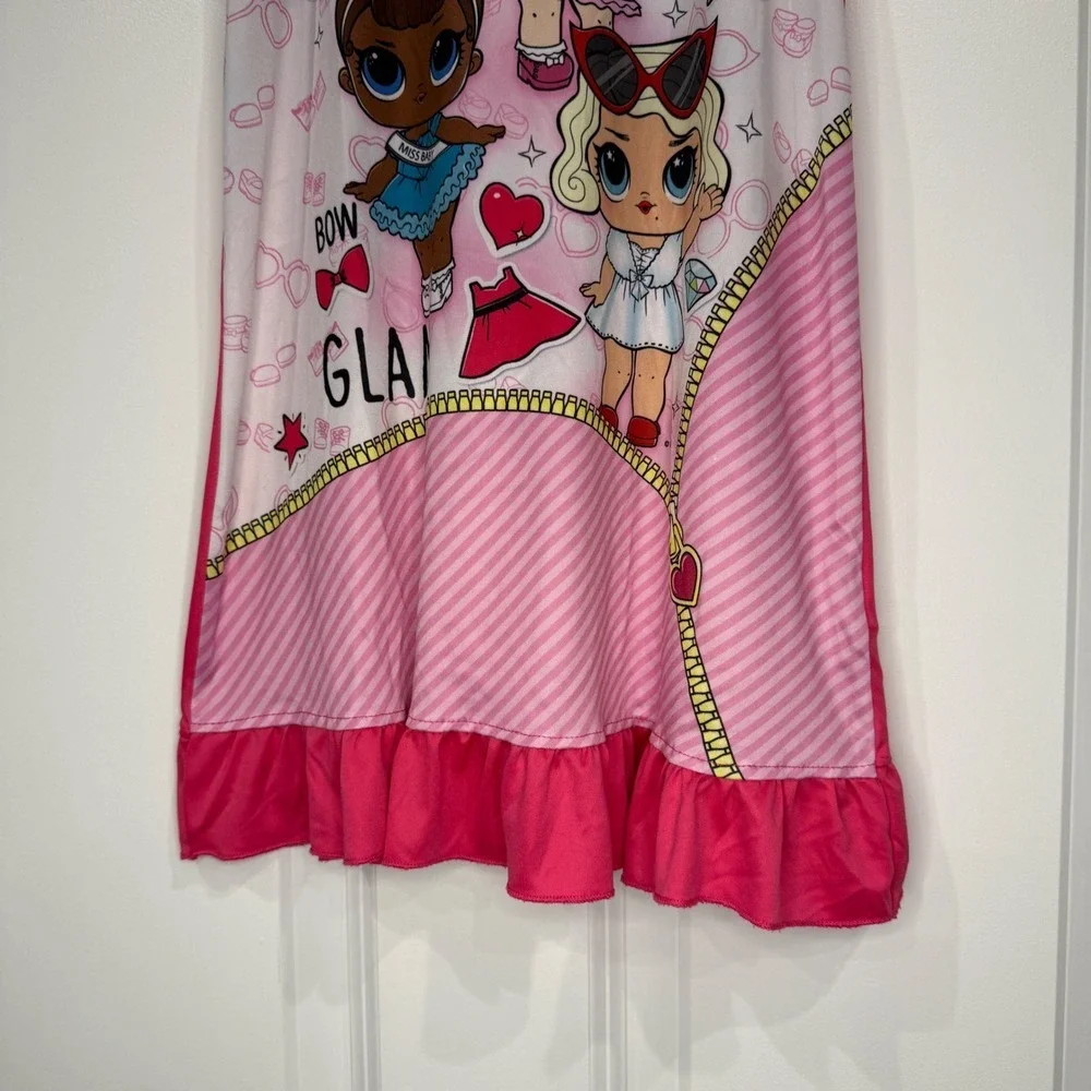 LOL Surprise Girls Pink Graphic‎ Nightgown Sleep Dress Size 6 Short Sleeve